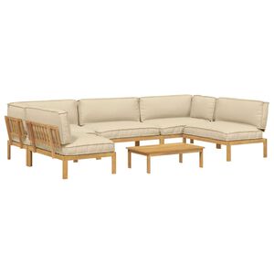 vidaXL Ensemble de Canap&eacute;s Uni 6 pcs Beige Bois d'Acacia Massif