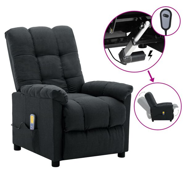 vidaXL Fauteuil &eacute;lectrique de massage gris fonc&eacute; tissu