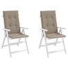 vidaXL Coussins de chaise de jardin dossier haut lot de 2 taupe tissu