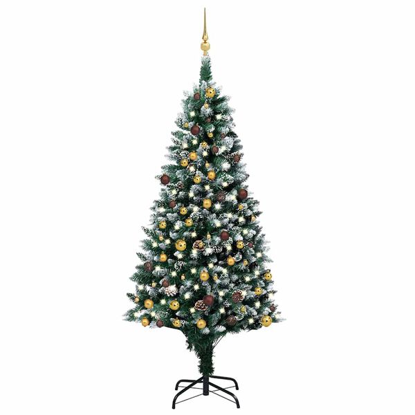 vidaXL Arbre de No&euml;l artificiel avec LED/boules pommes de pin 210cm