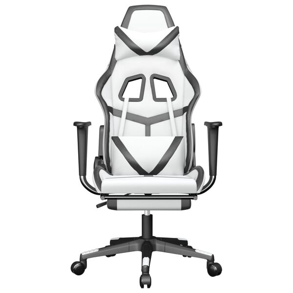 vidaXL Chaise de jeu avec repose-pied Blanc et noir Similicuir