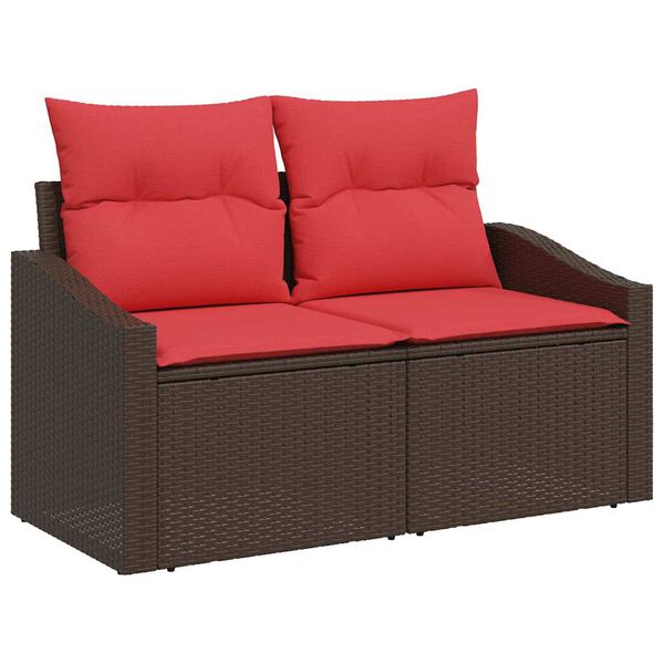 vidaXL Ensemble de Canapés avec coussin 9 pcs Marron polyrotin