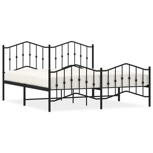 vidaXL Cadre de lit m&eacute;tal sans matelas avec pied de lit noir 183x213cm