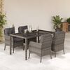vidaXL Ensemble &agrave; manger de jardin 5 pcs coussins gris r&eacute;sine tress&eacute;e