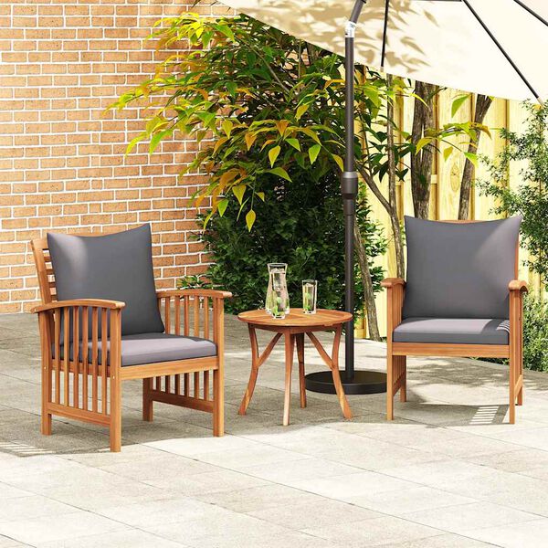 vidaXL Chaises de jardin avec coussins lot de 2 Bois d'acacia massif