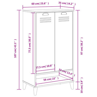 vidaXL Armoire à chaussures VIKEN blanc bois d'ingénierie