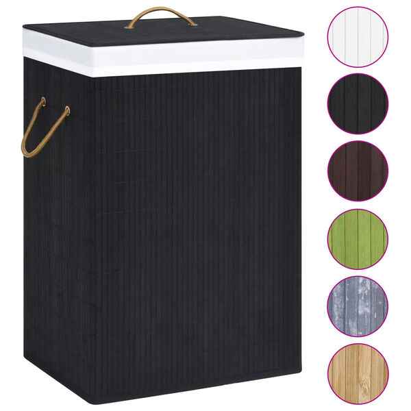vidaXL Panier &agrave; linge avec 2 sections bambou noir 72 L