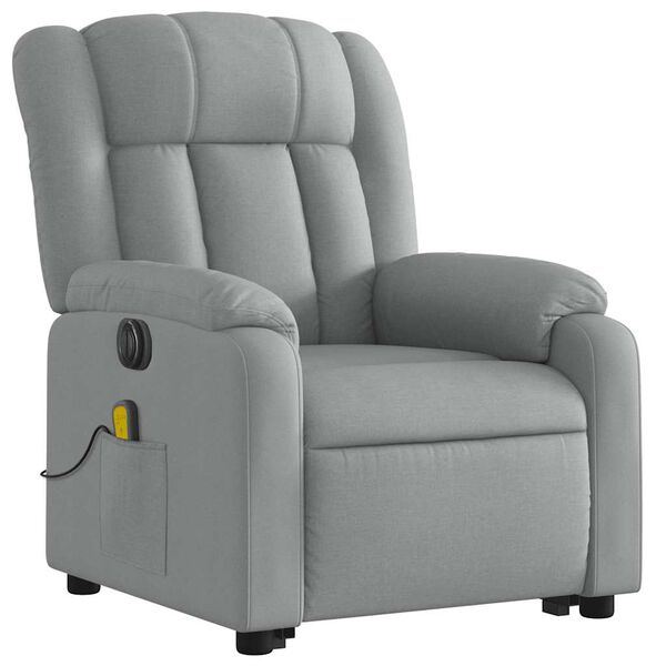 vidaXL Fauteuil inclinable de massage &eacute;lectrique gris clair tissu