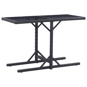 vidaXL Table de jardin Noir 110x53x72 cm Verre et r&eacute;sine tress&eacute;e