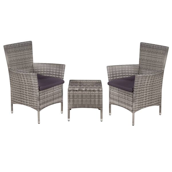 vidaXL Mobilier de bistro 3 pcs R&eacute;sine tress&eacute;e Gris