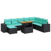vidaXL Salon de jardin 9 pcs avec coussins noir r&eacute;sine tress&eacute;e