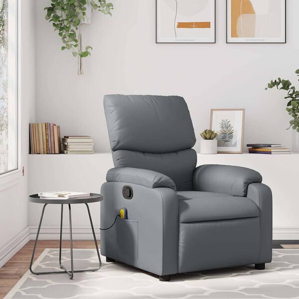vidaXL Fauteuil de massage inclinable gris similicuir