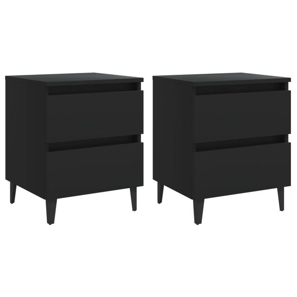 vidaXL Tables de chevet 2 pcs noir 40x35x50 cm bois d'ingénierie