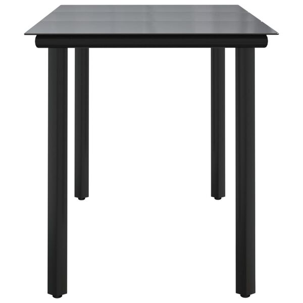 vidaXL Table à dîner de jardin Noir 200x100x74cm Acier et verre trempé