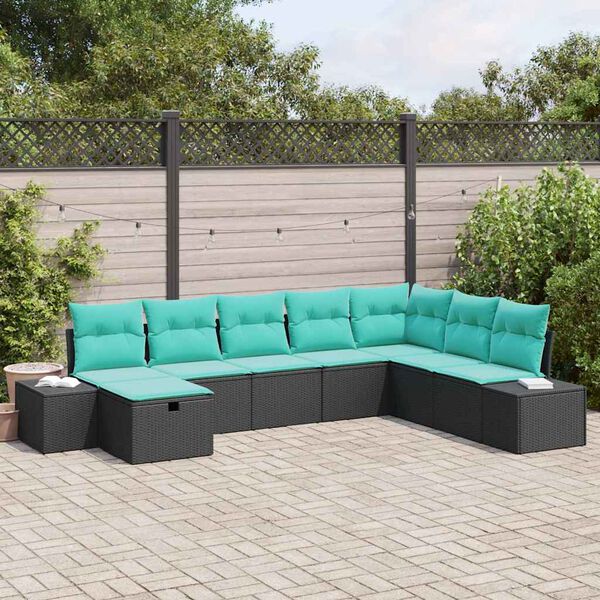 vidaXL Ensemble de canap&eacute; de jardin 8 pcs Noir Poly rotin
