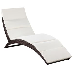 vidaXL Chaise longue pliable avec coussin R&eacute;sine tress&eacute;e Marron