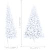 vidaXL Sapin de No&euml;l artificiel pr&eacute;-&eacute;clair&eacute; moiti&eacute;/support blanc 150cm