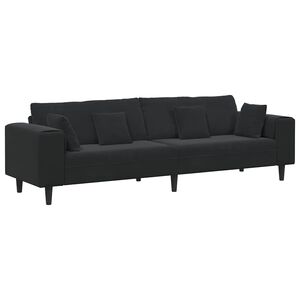 vidaXL Canapé en velours avec coussin Noir 208 cm Velours