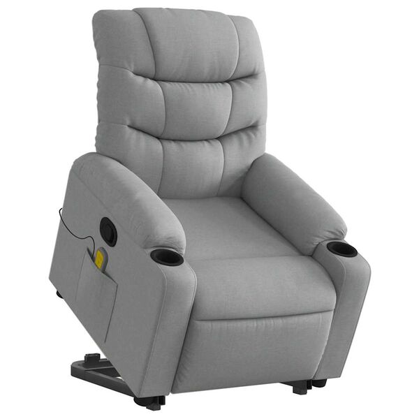 vidaXL Fauteuil inclinable de massage gris clair tissu