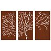 vidaXL D&eacute;corations murales jardin 3 pcs 105x55 cm design d'arbre acier