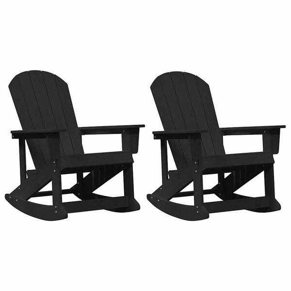 vidaXL Chaises Ber&ccedil;antes Adirondack 2 pcs Noir HDPE
