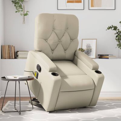 vidaXL Fauteuil inclinable de massage crème similicuir