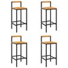 vidaXL Tabourets de bar lot de 4 noir r&eacute;sine tress&eacute;e et bois d'acacia
