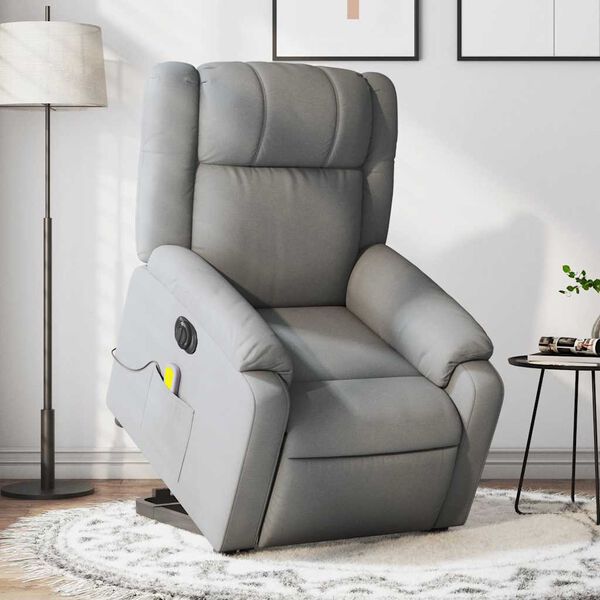 vidaXL Fauteuil inclinable de massage électrique gris clair tissu