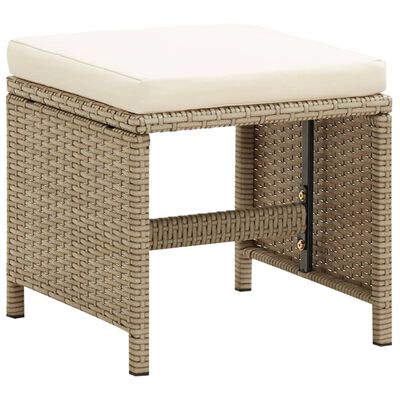 vidaXL Tabourets de jardin lot de 2 avec coussins Résine tressée Beige