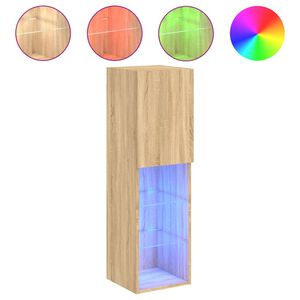 vidaXL Meuble TV avec lumières LED chêne sonoma 30,5x30x102 cm