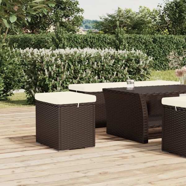 vidaXL Poufs avec coussins lot de 2 marron 40x30x40 cm r&eacute;sine tress&eacute;e