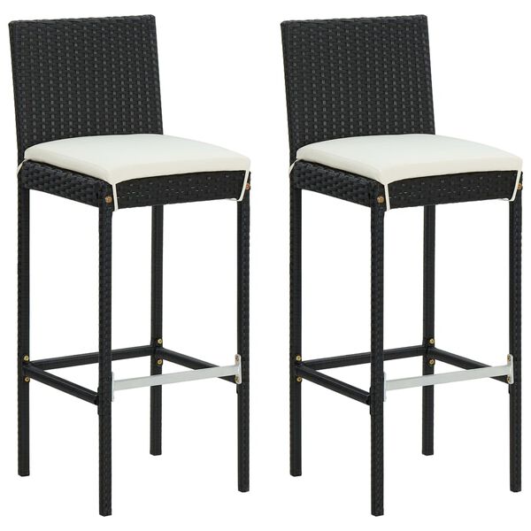 vidaXL Tabourets de bar de jardin et coussins lot de 2 r&eacute;sine tress&eacute;e