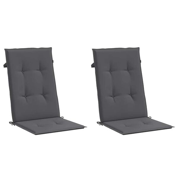 vidaXL Coussins de chaise de jardin &agrave; dossier haut lot de 2 anthracite