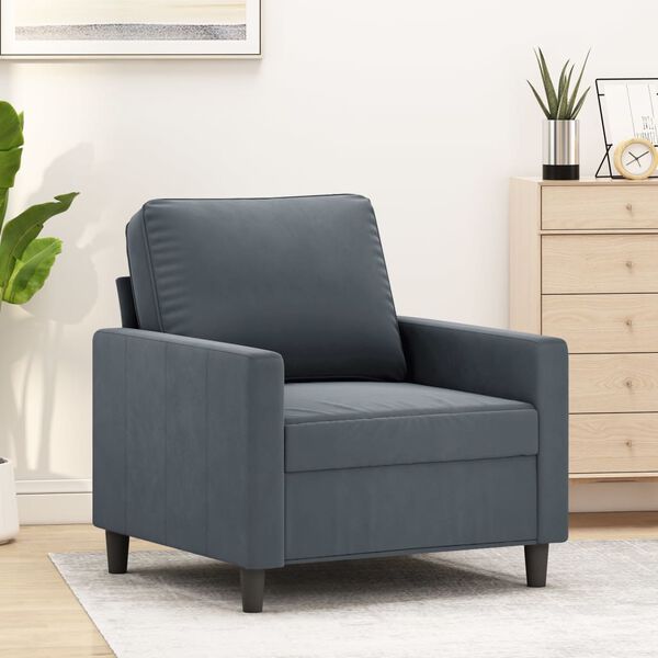 vidaXL Fauteuil Gris foncé 60 cm Velours
