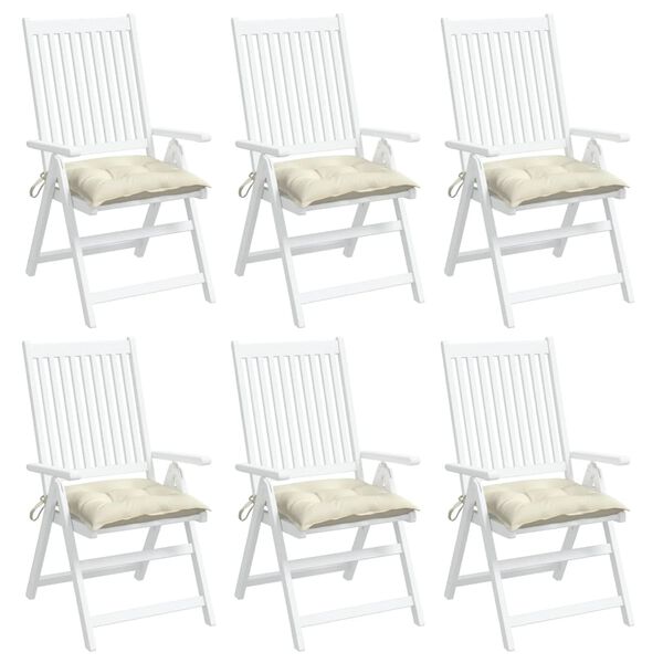 vidaXL Coussins de chaise lot de 6 blanc cr&egrave;me 50x50x7 cm tissu oxford