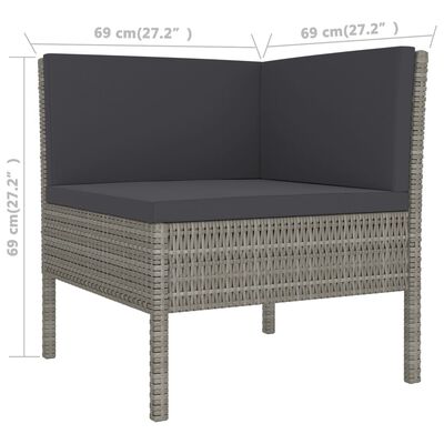 vidaXL Salon de jardin 7 pcs avec coussins résine tressée gris