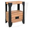 vidaXL Cadre de lit avec 2 tables de chevet bois d'acacia massif acier
