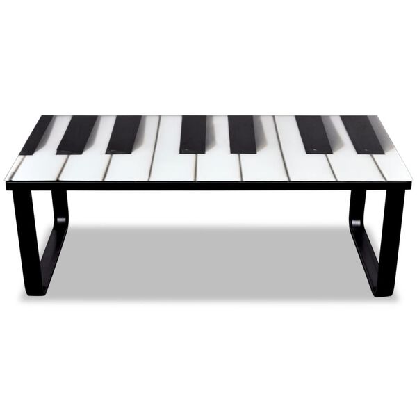 vidaXL Table basse avec impression de piano Dessus de table en verre