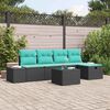 vidaXL Ensemble de canap&eacute; de jardin avec coussin 6 pcs Noir Poly rotin
