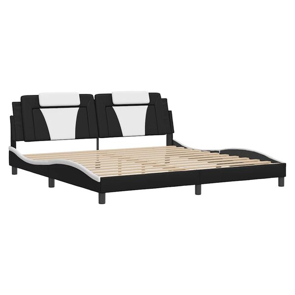 vidaXL Cadre de lit Viana sans matelas noir et blanc 193x203 cm similicuir
