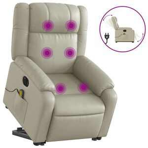 vidaXL Fauteuil inclinable de massage électrique crème similicuir