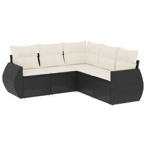 vidaXL Salon de jardin 5 pcs avec coussins noir r&eacute;sine tress&eacute;e