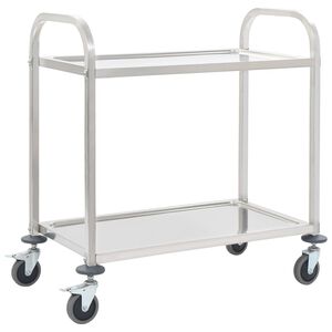 vidaXL Chariot de cuisine &agrave; 2 niveaux 96,5x55x90 cm Acier inoxydable
