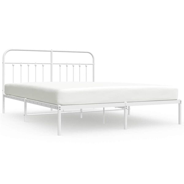 vidaXL Cadre de lit métal sans matelas et tête de lit blanc 183x213 cm