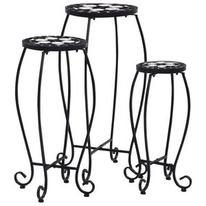 vidaXL Tables mosa&iuml;que 3 pcs noir et blanc C&eacute;ramique