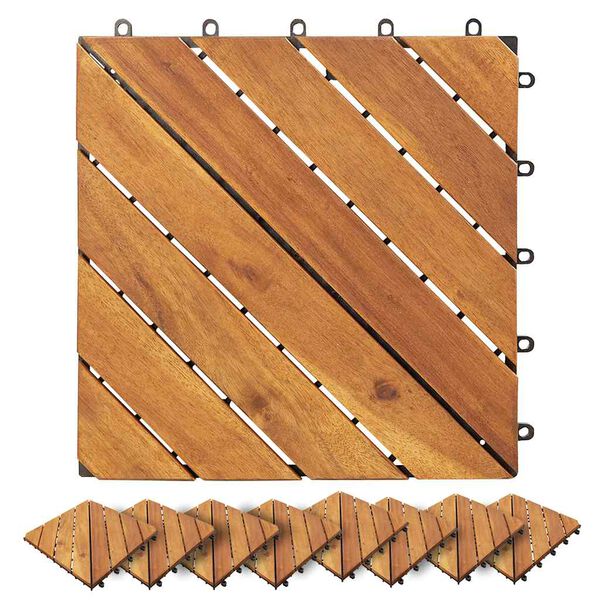 vidaXL Tuiles de terrasse 20 pcs Marron 30x30 cm Bois massif d'acacia