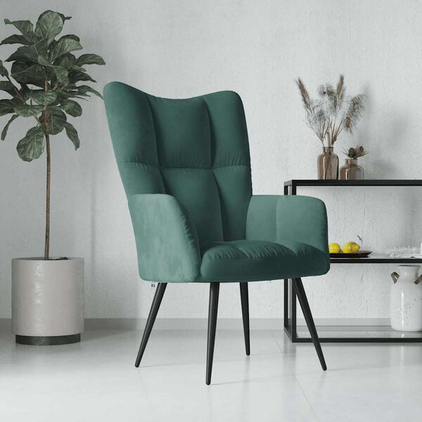 vidaXL Chaise de relaxation Vert foncé Velours