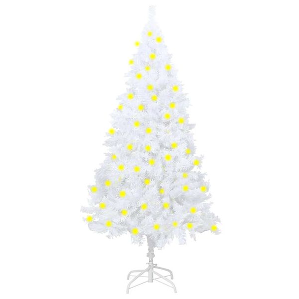 vidaXL Arbre de No&euml;l artificiel pr&eacute;-&eacute;clair&eacute; et branches &eacute;paisses blanc