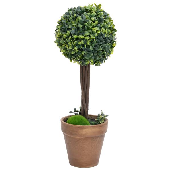 vidaXL Plantes de buis artificiel 2 pcs avec pots Boule Vert 33 cm
