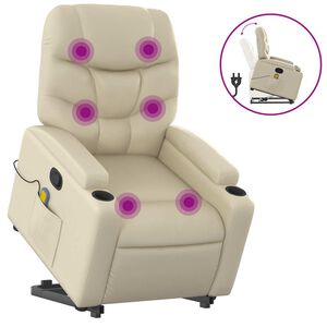 vidaXL Fauteuil inclinable de massage crème similicuir